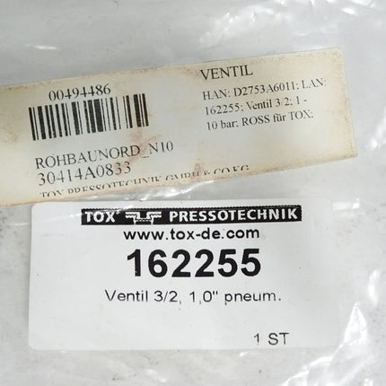 Tox Pressotechnik Pneumatikventil 3/2 1.0" 162255 / Neu OVP