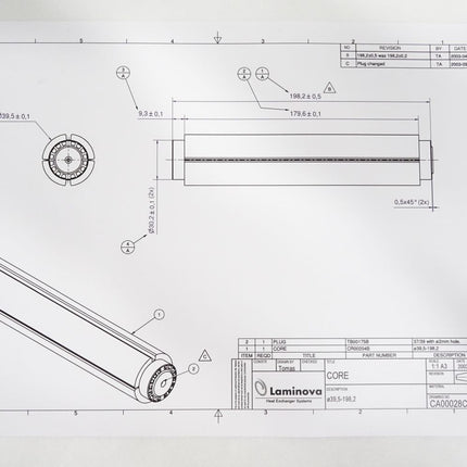 Laminova Ölkühler IC39-198 Intercooler core with plug (2 mm drain hole) / Neu