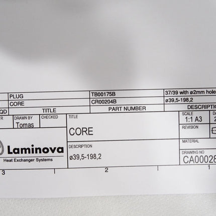 Laminova Ölkühler IC39-198 Intercooler core with plug (2 mm drain hole) / Neu
