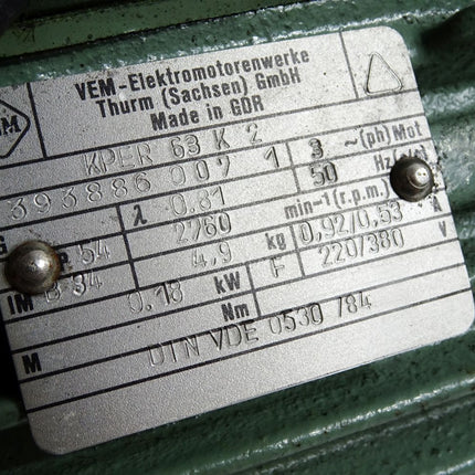 VEM-Elektromotorenwerke Servomotor KPER63K2 KPER 63 K 2 2760/min