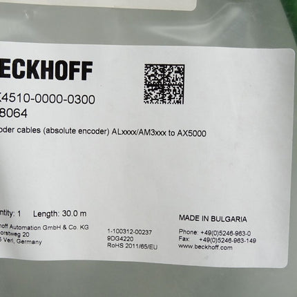 Beckhoff 30m ZK4510-0000-0300 Encoderanschlussleitung / Neu OVP - Maranos.de