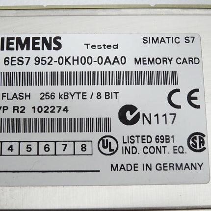 Siemens Memory Card 256KB 6ES7952-0KH00-0AA0 6ES7 952-0KH00-0AA0