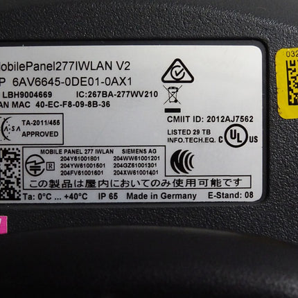 Siemens Mobile Panel 277 IWLAN 6AV6645-0DE01-0AX1 + 6AV6671-5CL00-0AX1 Neuwertig