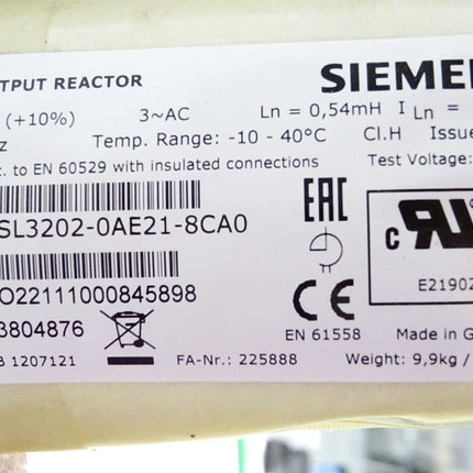 Siemens 6SL3202-0AE21-8CA0 Sinamics Ausgangsdrossel für Powermodule - Maranos.de