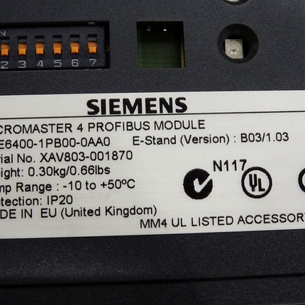 Siemens Micromaster MM430 6SE6430-2AD27-5CA0 7.5kW + Profibus 6SE6400-1PB00-0AA0