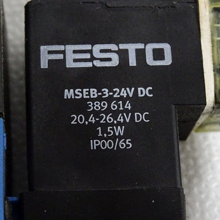 Festo Magnetventil 191321 JMN2DH-5/2B-01-ZSR + 389614 MSEB-3-24VDC / Unbenutzt