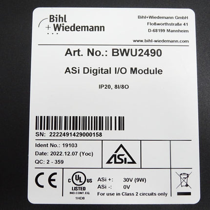 Bihl+Wiedemann ASi Digitales E/A Modul BWU2490