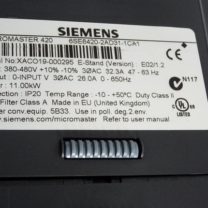 Siemens Micromaster 420 6SE6420-2AD31-1CA1 11kW + Profibus 6SE6400-1PB00-0AA0 - Maranos.de