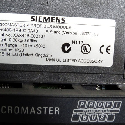 Siemens Micromaster 420 6SE6420-2AD31-1CA1 11kW + Profibus 6SE6400-1PB00-0AA0 - Maranos.de