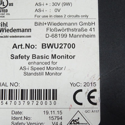 Bihl+Wiedemann Safety Basis Monitor BWU2700