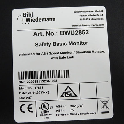 Bihl+Wiedemann Safety Basis Monitor BWU2852