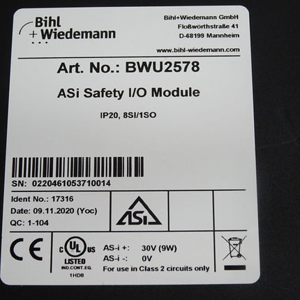 Bihl+Wiedemann ASi Safety E/A Modul BWU2578