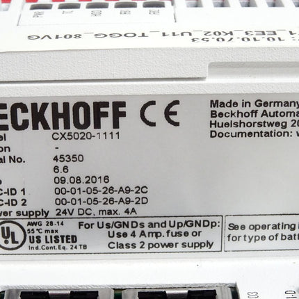 Beckhoff PC 1.6GHz CX5020-1111 K-Bus + Windows CE 6.0 + TwinCAT-2-PLC-Runtime