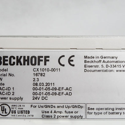 Beckhoff CX1010-0011  Windows Embedded CE 6.0 + TwinCAT-2-PLC-Runtime