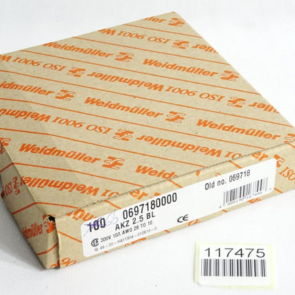Weidmüller 0697180000 Durchgangsklemme AKZ 2.5 BL / Inhalt:66 Stück / Neu OVP