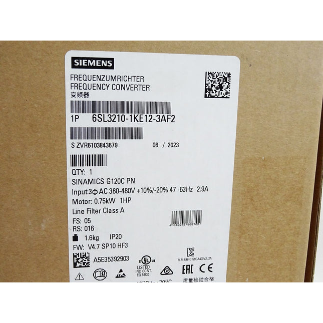 Siemens Sinamics G120C PN 6SL3210-1KE12-3AF2 0.75kW / Neu OVP versiegelt