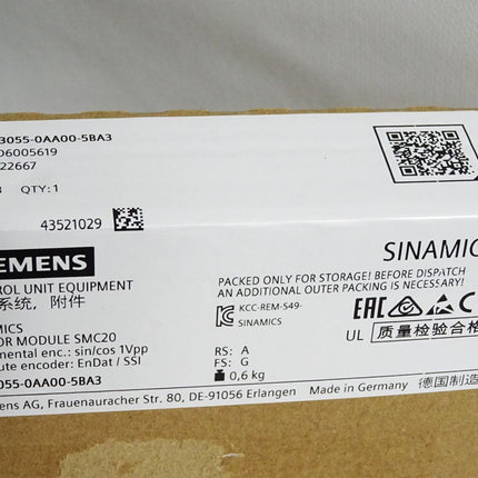 Siemens Sinamics SMC20 6SL3055-0AA00-5BA3 / Neu OVP versiegelt