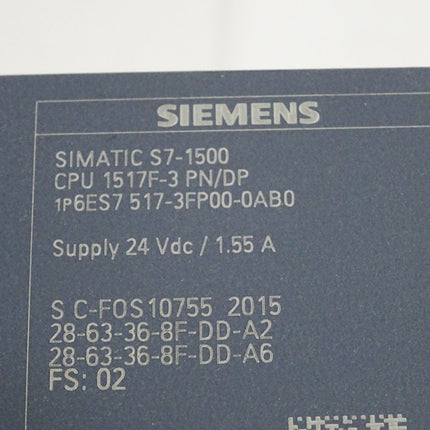 Siemens S7-1500F CPU 1517F-3 PN/DP 6ES7517-3FP00-0AB0 6ES7 517-3FP00-0AB0 - Maranos.de
