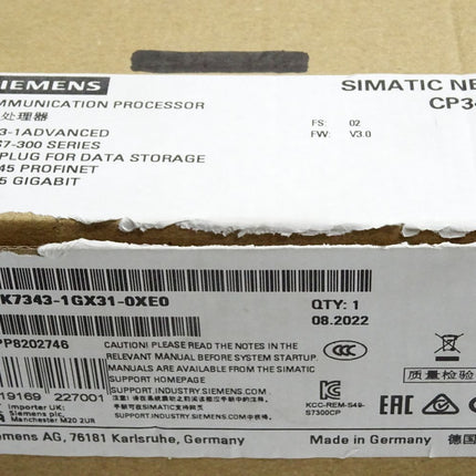 Siemens Simatic Net CP343-1 6GK7343-1GX31-0XE0 / Neu OVP - Maranos.de