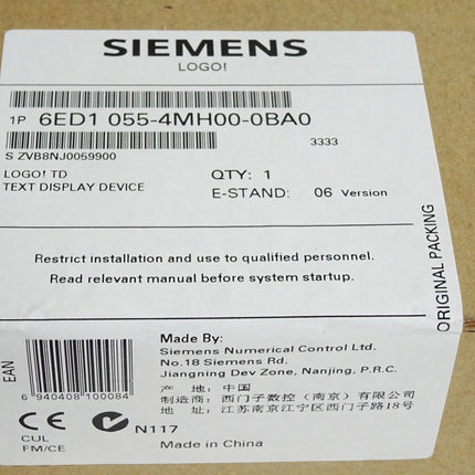 Siemens LOGO! TD Text Display 6ED1055-4MH00-0BA0 / Neu OVP versiegelt - Maranos.de