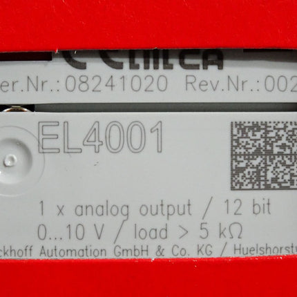 Beckhoff EL4001 Rev.0021 analoge Ausgangsklemme / Neu OVP versiegelt - Maranos.de