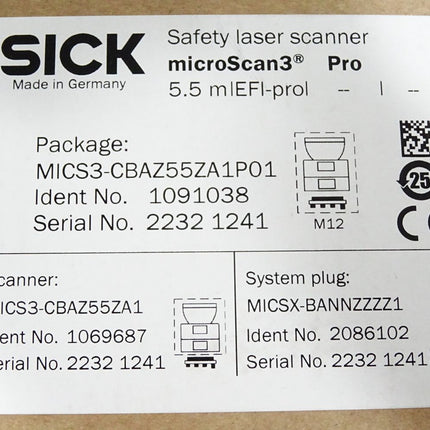 Sick Safety Laserscanner microScan3 1091038 MICS3-CBAZ55ZA1 Neu OVP versiegelt - Maranos.de