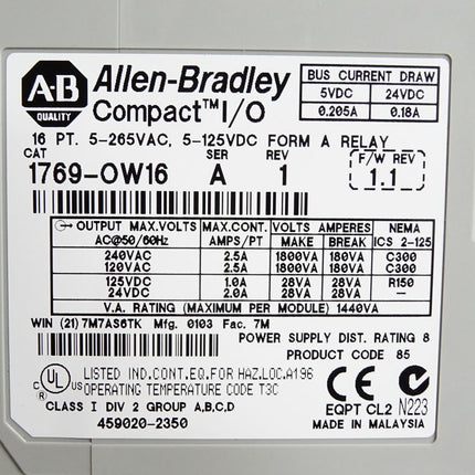 Allen Bradley Compact I/O 1769-OW16 Relay Module - Maranos.de