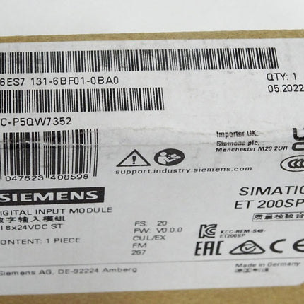 Siemens ET200SP DI 6ES7131-6BF01-0BA0 6ES7 131-6BF01-0BA0 Neu OVP versiegelt - Maranos.de