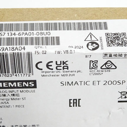 Siemens ET200SP AI 6ES7134-6PA01-0BU0 6ES7 134-6PA01-0BU0 / Neu OVP versiegelt - Maranos.de