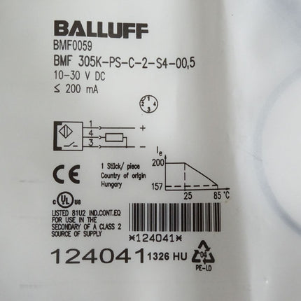 Balluff Zylinderschalter 124041 BMF0059 BMF 305K-PS-C-2-S4-00,5 / Neu OVP - Maranos.de