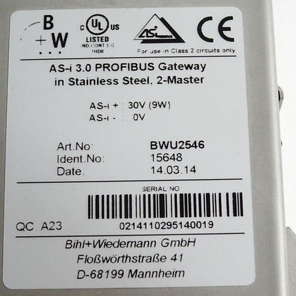 Bihl+Wiedemann BWU2546 ASi-3 PROFIBUS Gateway - Maranos.de