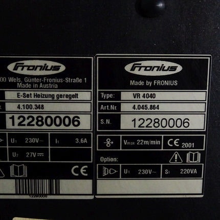 Fronius Drahtvorschub VR4040 4045864 E-Set Heizung gereglt 4100348 - Maranos.de
