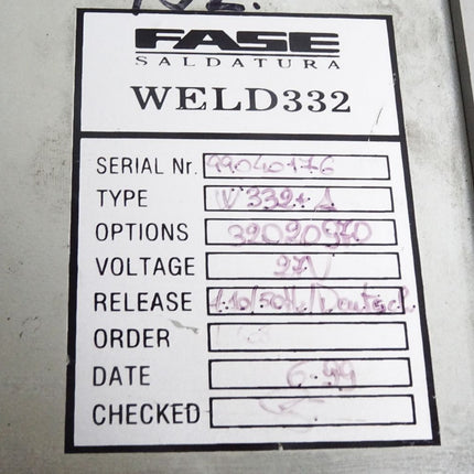 Fase Saldatura WELD332 Welding Control System Schweißsteuerung W332+A 27V - Maranos.de