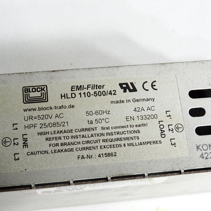 Block EMI-Filter HLD110-500/42 - Maranos.de