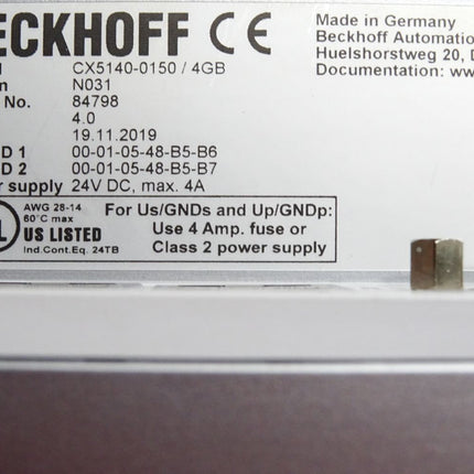 Beckhoff CPU-Modul Windows 10 2016 LTSB 64 Bit kein TwinCAT CX5140-0150 4GB