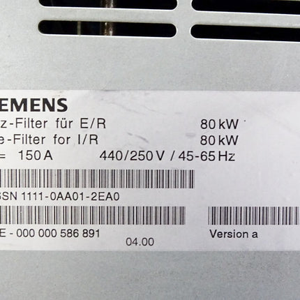 Siemens Netzfilter für E/R 6SN1111-0AA01-2EA0 80kW - Maranos.de