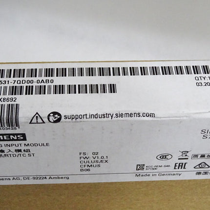 Siemens S7-1500 AI 6ES7531-7QD00-0AB0 6ES7 531-7QD00-0AB0 Neu OVP versiegelt - Maranos.de