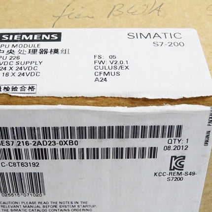 Siemens S7-200 CPU 226 6ES7216-2AD23-0XB0 6ES7 216-2AD23-0XB0 / Neu OVP - Maranos.de