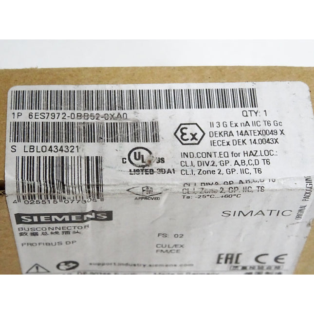 Siemens Bus connector 6ES7972-0BB52-0XA0 6ES7 972-0BB52-0XA0 Neu OVP versiegelt - Maranos.de