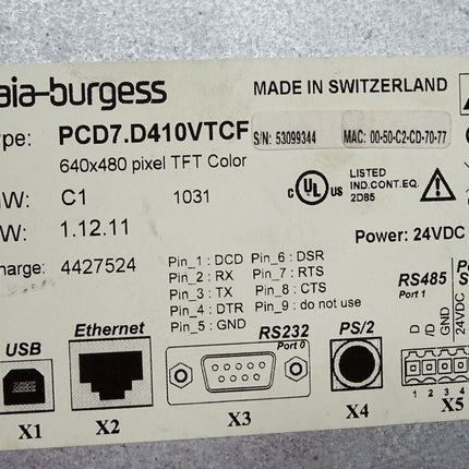 Saia Burgess Panel PCD7.D410VTCF 640x480 pixel TFT Color
