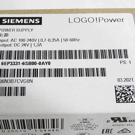 Siemens LOGO! Power 6EP3331-6SB00-0AY0 6EP3 331-6SB00-0AY0 / Neu OVP versiegelt - Maranos.de