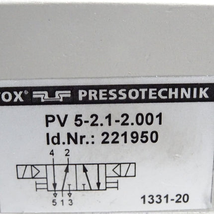 Tox Pressotechnik Pneumatikventil PV5-2.1-2.001 221950 / Unbenutzt - Maranos.de