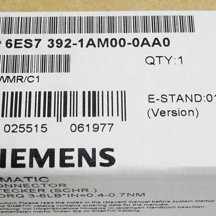 Siemens Stecker 6ES7392-1AM00-0AA0 6ES7 392-1AM00-0AA0 / Neu OVP versiegelt - Maranos.de