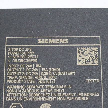 Siemens Sitop DC UPS Power Supply 6EP1931-2EC31 6EP1 931-2EC31 - Maranos.de