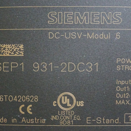 Siemens DC-USV-Modul 6 6EP1931-2DC31 6EP1 931-2DC31 Power Supply - Maranos.de
