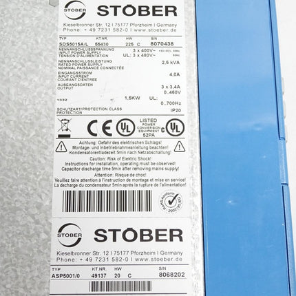 Stöber Servoumrichter POSIDYN SDS5015A/L + ASP5001/0