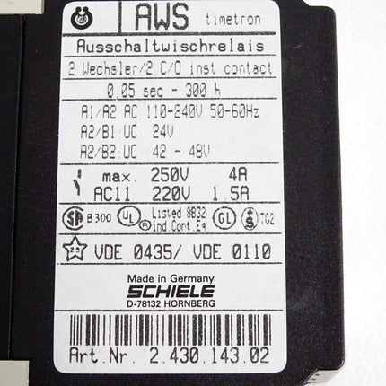 Schiele AWS Ausschaltwischrelais 0.05 sec-300h 2.430.143.02 / Neu OVP - Maranos.de