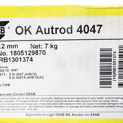 ESAB Drahtelektrode MIG-Schweißdraht OK Autrod 4047 1805129870 1.2mm / Neu OVP - Maranos.de