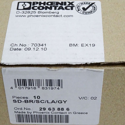 Phoenix Contact 2963886 SD-BR/SC/LA/GY Steckdose / Inhalt:10 Stück / Neu OVP - Maranos.de
