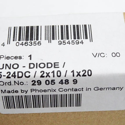 Phoenix Contact 2905489 UNO-DIODE/5-24DC/2X10/1X20 Redundanzmodul / Neu OVP - Maranos.de